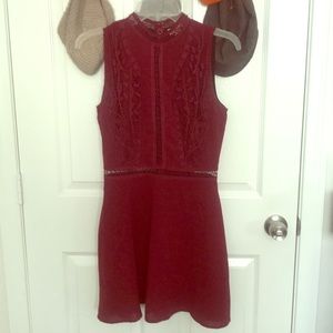 Storee XS red dress cutouts embroidered collared